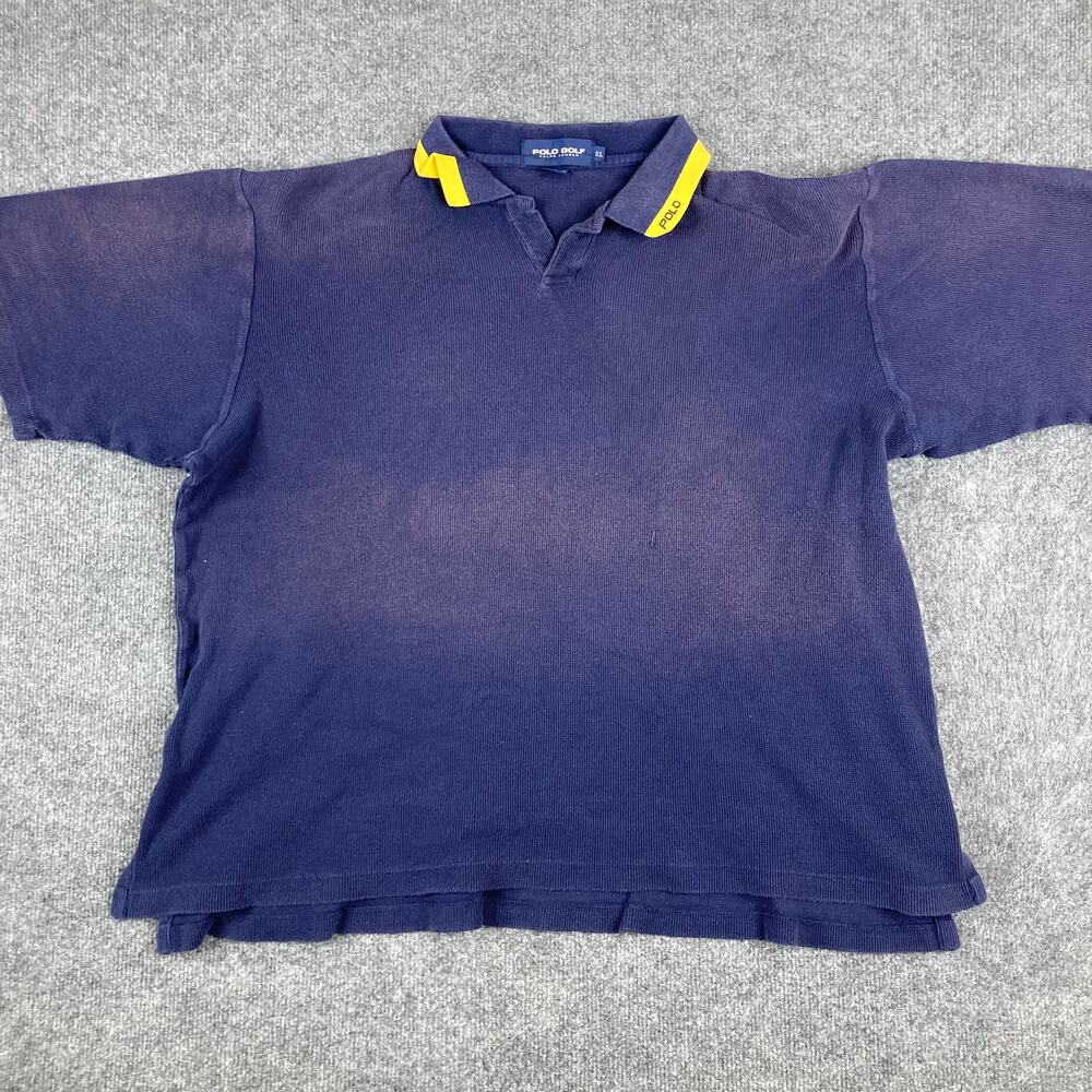 Polo Golf Ralph Lauren Polo Shirt Mens XL Blue Yellow Collar Short Sleeve